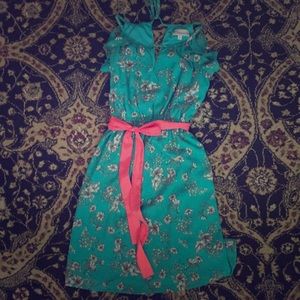 Green spaghetti strapped dress